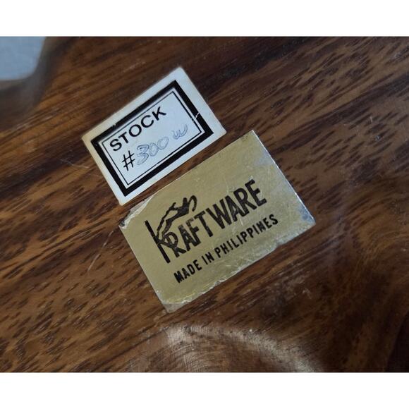 Vtg Kraftware Wood Carved Butterfly Bowl Monkey Pod Philippines - Picture 4 of 8